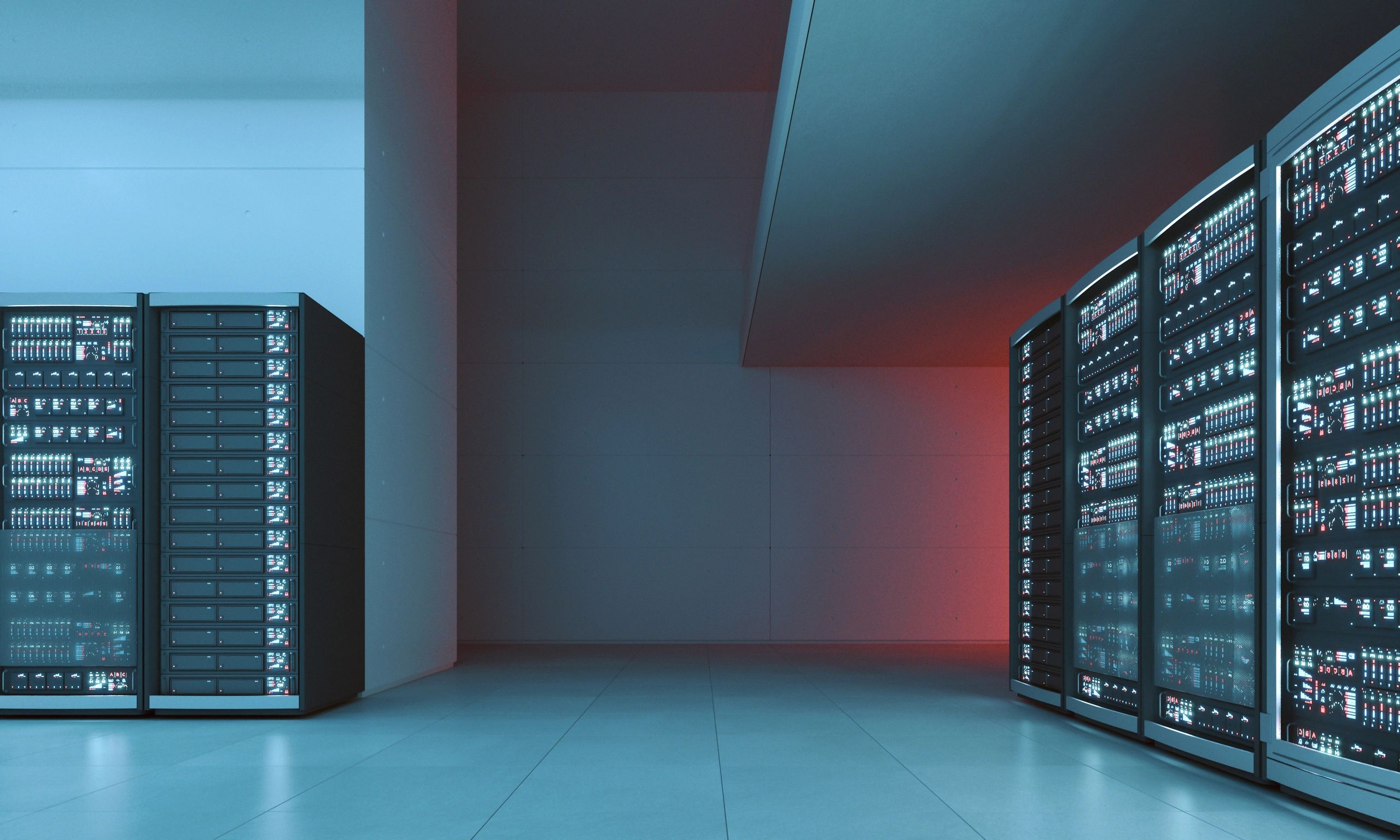 Modern data center representing monitoring and reliability